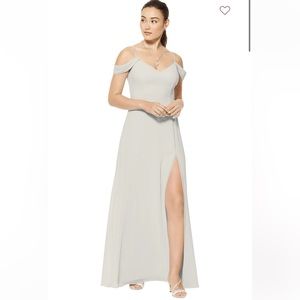 Arielle Chiffon Off-the-shoulder A-line/princess Dress in Desert Grey